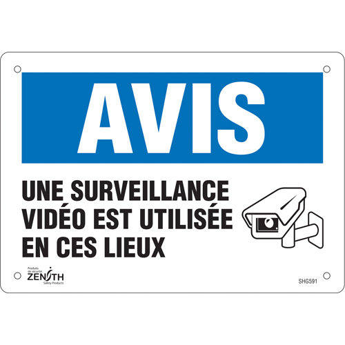 Enseigne  Surveillance vid&eacute;o , 7" x 10", Plastique, Français avec pictogramme Seaboard Timber Mart