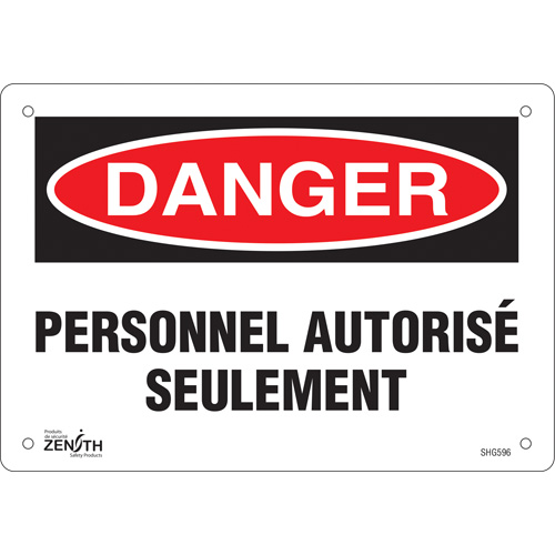 "Personnel autoris&eacute; seulement" Sign, 7" x 10", Plastic, French Seaboard Timber Mart