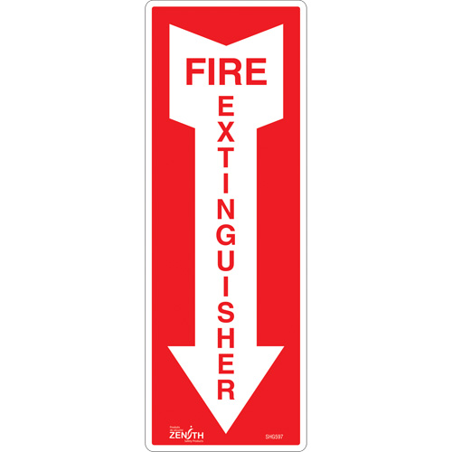 Enseigne Fire Extinguisher, 5" x 14", Vinyle, Anglais avec pictogramme Seaboard Timber Mart
