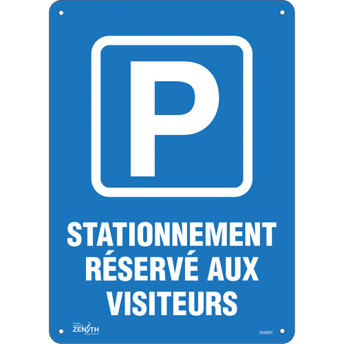 "Stationnement r&eacute;serv&eacute; aux visiteurs" Sign, 10" x 14", Plastic, French with Pictogram Seaboard Timber Mart
