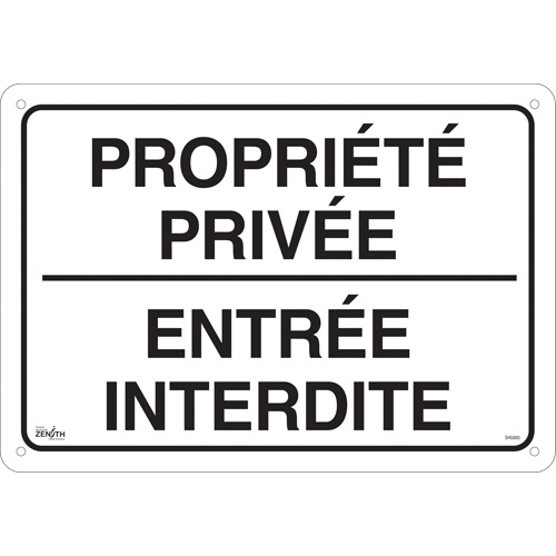 Enseigne  Propri&eacute;t&eacute; priv&eacute;e , 14" x 20", Aluminium, Français Seaboard Timber Mart