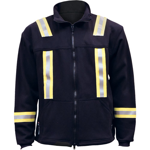 Flame Resistant Striped Full Zip Fleece Jacket, Medium, Navy Blue Seaboard Timber Mart
