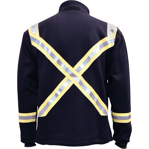 Flame Resistant Striped Full Zip Fleece Jacket, Medium, Navy Blue Seaboard Timber Mart