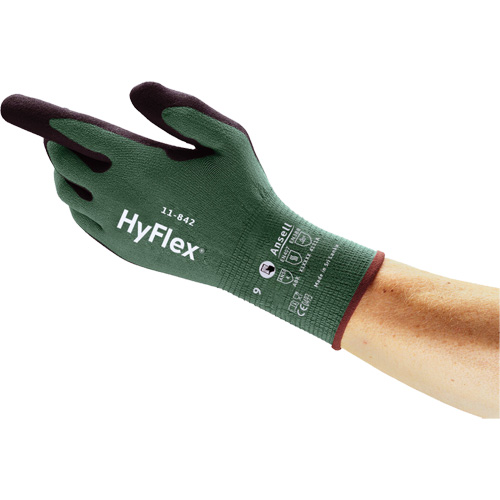 Gants polyvalents &eacute;coresponsables HyFlex 11-842, 5, R&ecirc;vetement Mousse de nitrile, Calibre 15, Enveloppe en Nylon Seaboard Timber Mart