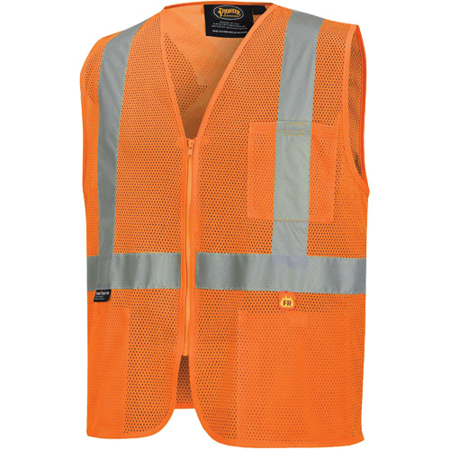 6943 Flame-Resistant Mesh Safety Vest, High Visibility Orange, Small, Polyester Seaboard Timber Mart