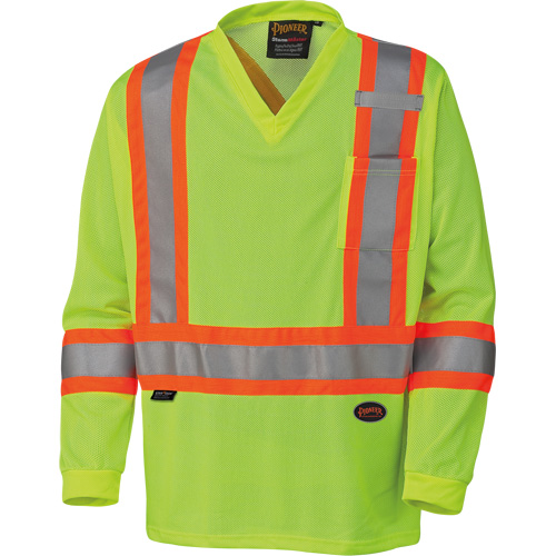 6985 Traffic Micro Mesh Long-Sleeved Safety Shirt, Small, High Visibility Lime-Yellow Seaboard Timber Mart