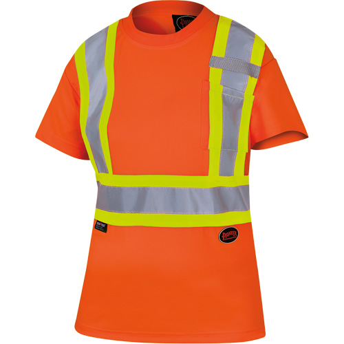 6948 T-shirt de s&eacute;curit&eacute; en il-de-perdrix pour femme, Polyester, T-petit, Orange haute visibilit&eacute; Seaboard Timber Mart