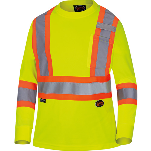 6969 Chandail de s&eacute;curit&eacute; &agrave; manches longues en il-de-perdrix pour femme, Polyester, T-petit, Jaune lime haute visibilit&eacute; Seaboard Timber Mart