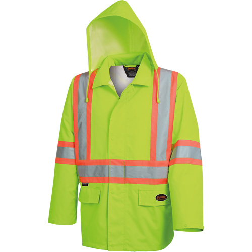 5628 The Rock  Waterproof Safety Jacket, Polyester/Polyurethane, High Visibility Lime-Yellow, Small Seaboard Timber Mart