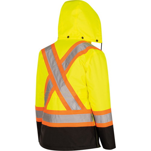 5021BBW Women's  7-in-1 Waterproof Jacket with Hood, Polyester/Polyurethane, High Visibility Lime-Yellow, X-Small Seaboard Timber Mart