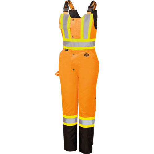 5040BBW Women's High-Visibility Waterproof Safety Overalls, Polyester, X-Small, Black/High Visibility Orange Seaboard Timber Mart