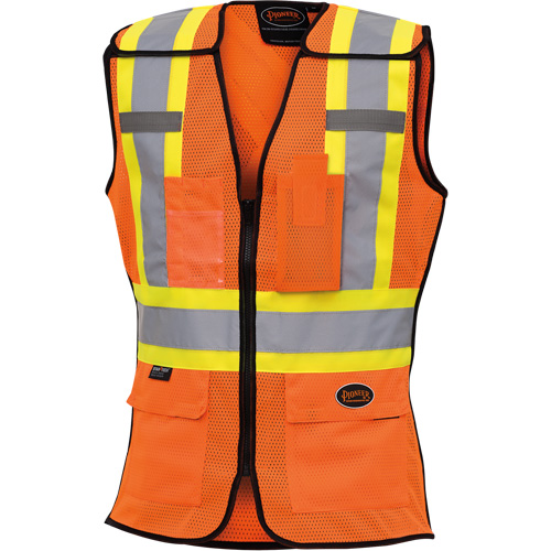 486 Women's High-Visibility Safety Tear-Away Vest, High Visibility Orange, X-Small, Polyester Seaboard Timber Mart