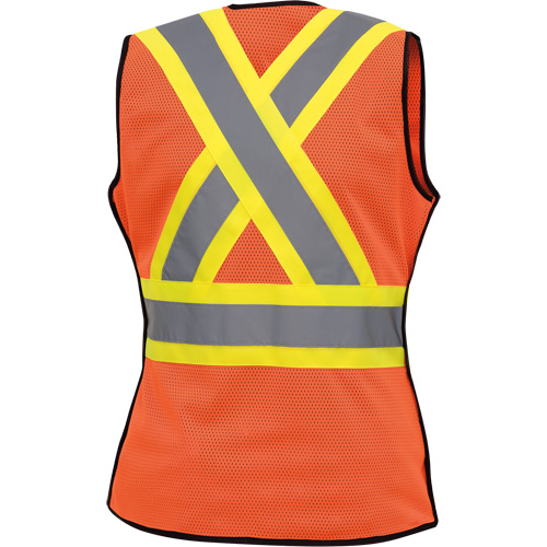 486 Women's High-Visibility Safety Tear-Away Vest, High Visibility Orange, X-Small, Polyester Seaboard Timber Mart