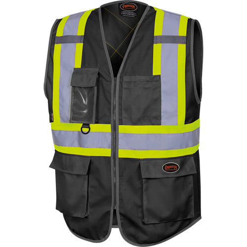 6959BK Veste de s&eacute;curit&eacute; haute visibilit&eacute; en tricot chaîne avec fermeture &agrave; glissi&egrave;re, Noir, T-petit, Polyester Seaboard Timber Mart