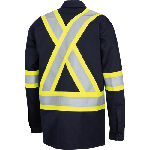 7742SF FR-TECH&reg; High-Visibility 88/12 Arc-Rated Safety Shirt, Small, Navy Blue Seaboard Timber Mart