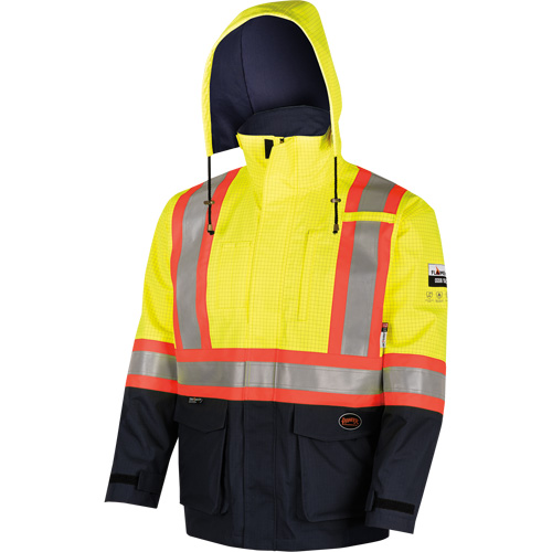 4485 Defender&reg; FR/Arc/Antistatic Trilaminate Safety Jacket, Small, Black/High Visibility Yellow, 11 cal/cm² Seaboard Timber Mart