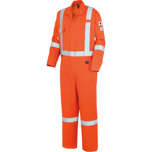 7708AT "The Rock" FR-Tech&reg; High Visibility FR/Arc Rated Coveralls, Size 40 (Tall), High Visibility Orange, 10 cal/cm² Seaboard Timber Mart