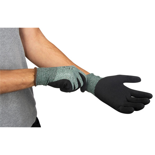 Eco-Friendly Crinkle Grip Coated Gloves, 7, Foam Latex Coating, 15 Gauge, Nylon/RPET Shell Seaboard Timber Mart