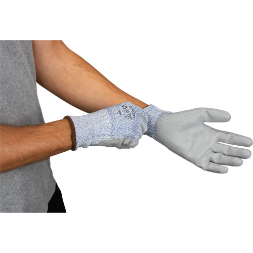 Eco-Friendly Stretch Cut-Resistant Gloves, Size 9, 13 Gauge, Polyurethane Coated, HPPE/RPET Shell, ASTM ANSI Level A2 Seaboard Timber Mart