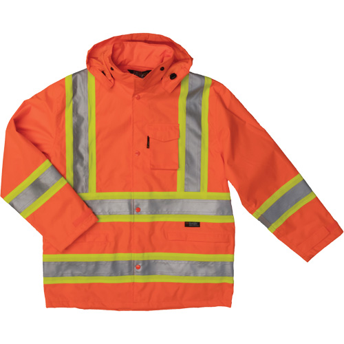 Manteau de s&eacute;curit&eacute; imperm&eacute;able en tissu ind&eacute;chirable Ripstop, Polyester, 2T-Grand, Orange haute visibilit&eacute; Seaboard Timber Mart