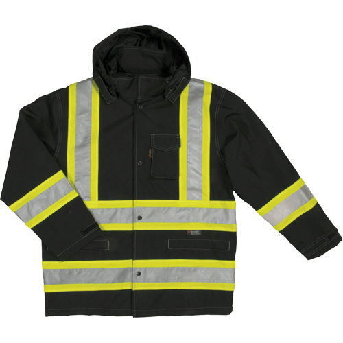 Ripstop Safety Rain Jacket, Polyester, Medium, Black Seaboard Timber Mart