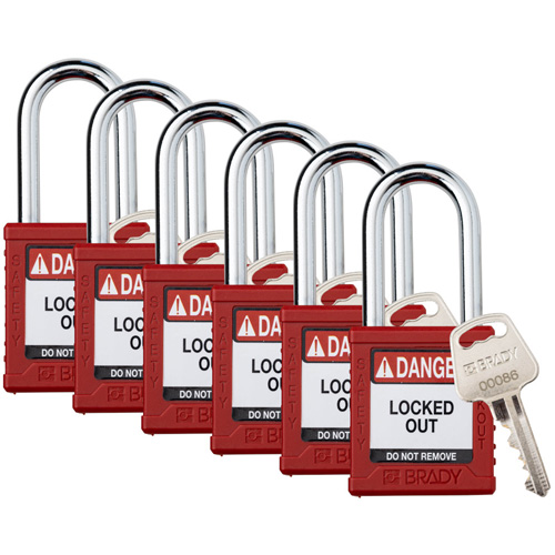 Velocity Lockout Padlocks, Red, Keyed Different, Nylon, 1-1/2" Width Seaboard Timber Mart