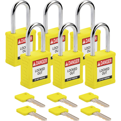 Velocity Lockout Padlocks, Yellow, Keyed Alike, Nylon, 1-1/2" Width Seaboard Timber Mart