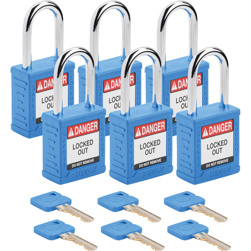 Velocity Lockout Padlocks, Blue, Keyed Alike, Nylon, 1-1/2" Width Seaboard Timber Mart