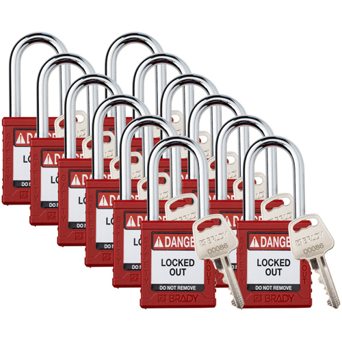 Velocity Lockout Padlocks, Red, Keyed Different, Nylon, 1-1/2" Width Seaboard Timber Mart