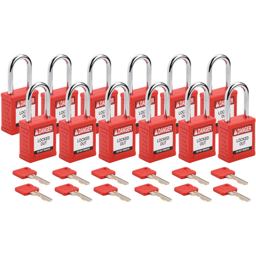Velocity Lockout Padlocks, Red, Keyed Alike, Nylon, 1-1/2" Width Seaboard Timber Mart