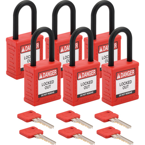 Velocity Lockout Padlocks, Red, Keyed Different, Nylon, 1-1/2" Width Seaboard Timber Mart