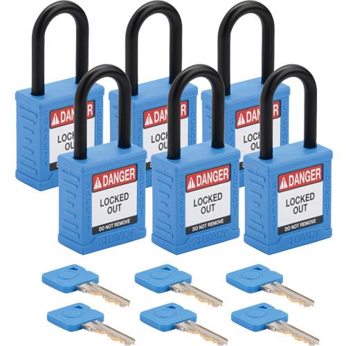 Velocity Lockout Padlocks, Blue, Keyed Different, Nylon, 1-1/2" Width Seaboard Timber Mart