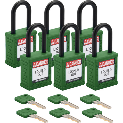 Velocity Lockout Padlocks, Green, Keyed Different, Nylon, 1-1/2" Width Seaboard Timber Mart