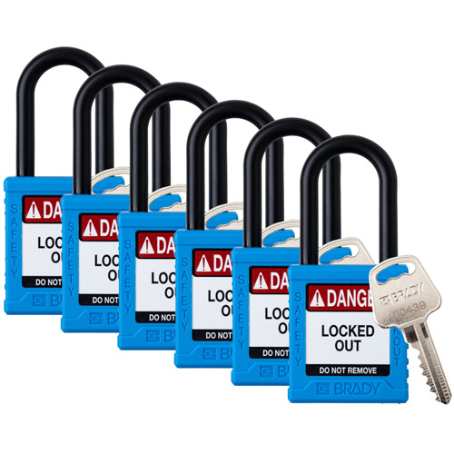 Cadenas de verrouillage Velocity, Bleu, Cl&eacute;s identiques, Nylon, Largeur de 1-1/2" Seaboard Timber Mart