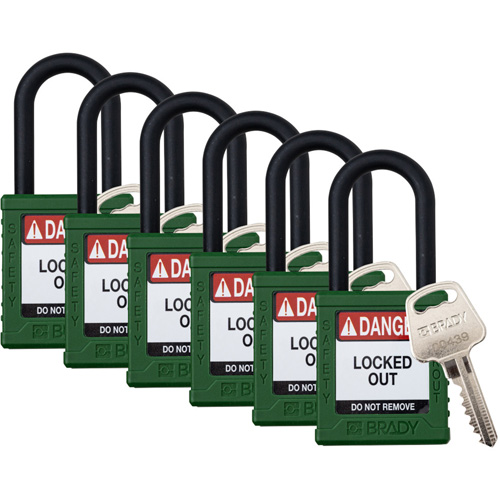 Cadenas de verrouillage Velocity, Vert, Cl&eacute;s identiques, Nylon, Largeur de 1-1/2" Seaboard Timber Mart