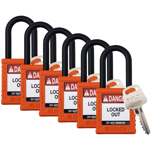Cadenas de verrouillage Velocity, Orange, Cl&eacute;s identiques, Nylon, Largeur de 1-1/2" Seaboard Timber Mart