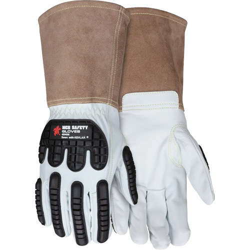 Leather Welding Work Gloves, Medium, Goatskin Palm, Gauntlet Cuff Seaboard Timber Mart