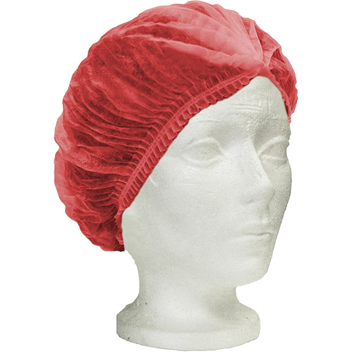 RONCO Care Pleated Bouffant Cap, Polypropylene, 24", Red Seaboard Timber Mart