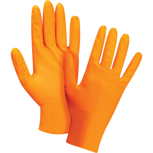 Heavyweight Tactile Grip Examination Gloves, Medium, Nitrile, 8-mil, Powder-Free, Orange Seaboard Timber Mart