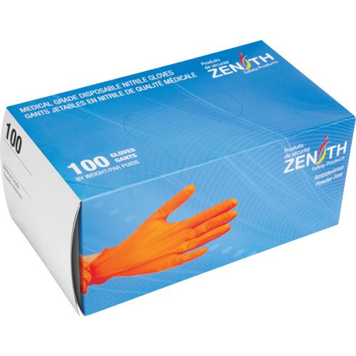Heavyweight Tactile Grip Examination Gloves, Medium, Nitrile, 8-mil, Powder-Free, Orange Seaboard Timber Mart