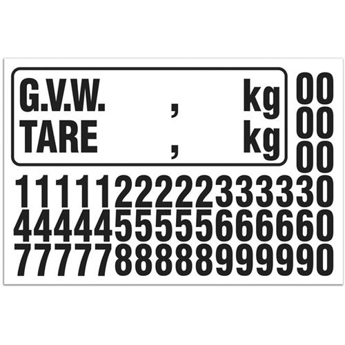 G.V.W. Truck Number Kit, Assorted Numbers/Letters/Punctuation, Black Seaboard Timber Mart