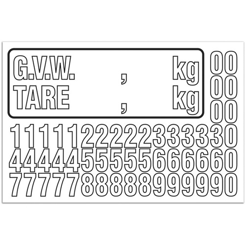 G.V.W. Truck Number Kit, Assorted Numbers/Letters/Punctuation, White Seaboard Timber Mart