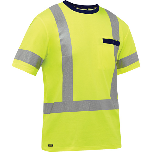 Bisley&reg; X-Back Short Sleeve Shirt, Poly-Cotton, Small, High Visibility Lime-Yellow Seaboard Timber Mart