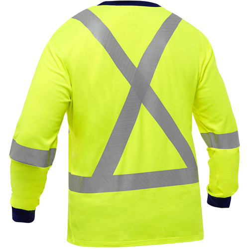 Bisley&reg; X-Back Long Sleeve Shirt, Poly-Cotton, Small, High Visibility Lime-Yellow Seaboard Timber Mart