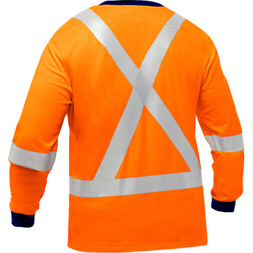 Bisley&reg; X-Back Long Sleeve Shirt, Poly-Cotton, Small, High Visibility Orange Seaboard Timber Mart