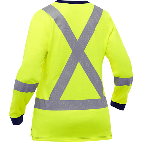 Bisley&reg; Women's X-Back Long Sleeve Shirt, Poly-Cotton, Small, High Visibility Lime-Yellow Seaboard Timber Mart