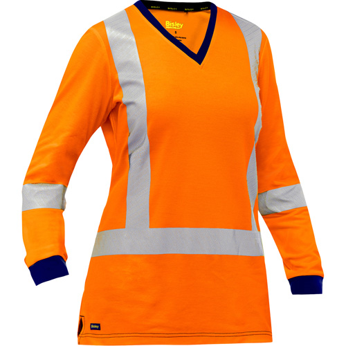 Bisley&reg; Women's X-Back Long Sleeve Shirt, Poly-Cotton, Small, High Visibility Orange Seaboard Timber Mart