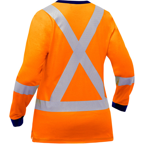Bisley&reg; Women's X-Back Long Sleeve Shirt, Poly-Cotton, Small, High Visibility Orange Seaboard Timber Mart