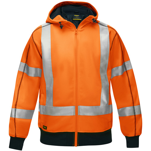 Bisley&reg; X-Back Full Zip Hooded Sweatshirt with Sherpa Lining, 3X-Large, High Visibility Orange Seaboard Timber Mart