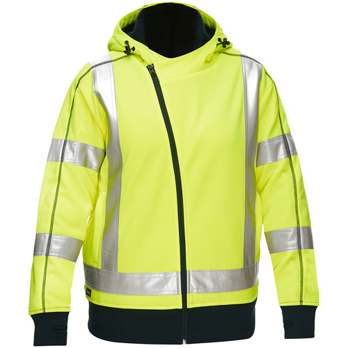 Bisley&reg; X-Back Women's Contoured Full Zip Hooded Sweatshirt with Sherpa Lining, X-Large, High Visibility Lime-Yellow Seaboard Timber Mart